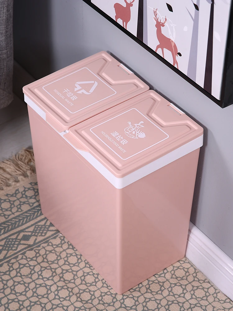 

Kitchen Plastic Trash Can with Lid Wheels Desk Big Trash Can Cube Storage Bins Kosze Do Segregacji Smieci Waste Bins BD50LJT