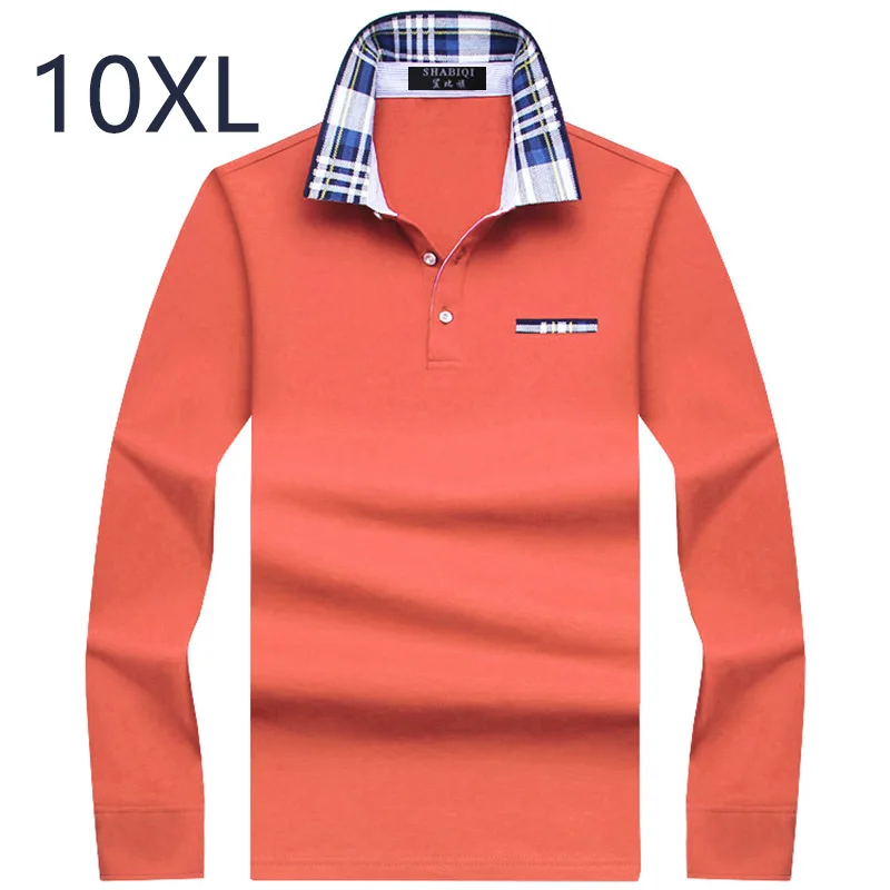 

Plus Size 10XL 9XL 8XL 7XL XXXXL Casual Polo Shirts Long Sleeve Solid Male Fashion Spring Brand Clothing New Men Polo Shirt Men