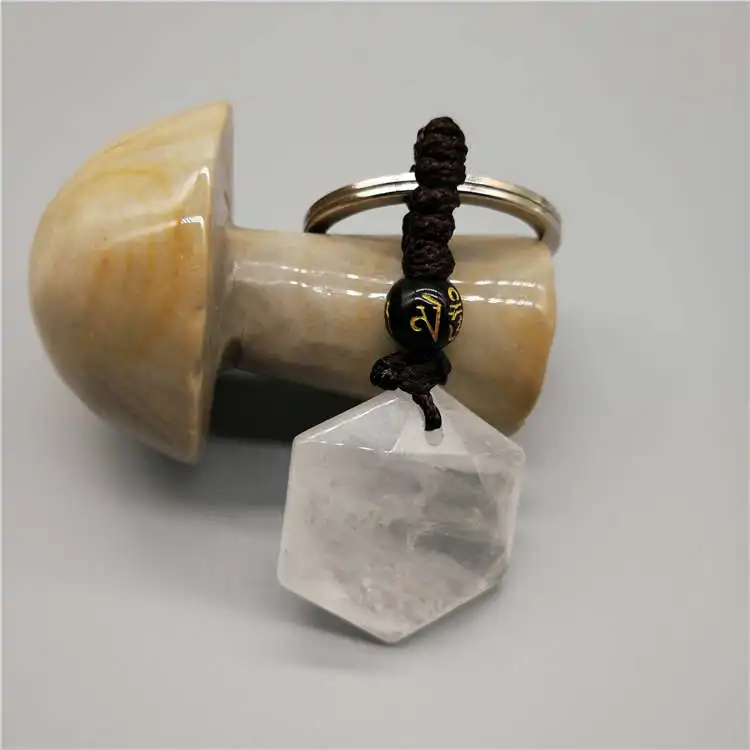 1 Pc Fashion Natural Stone Pendant Keychain Quartz Key Rings Pink Crystal Chains Accessories Jewelry Gift | Украшения и