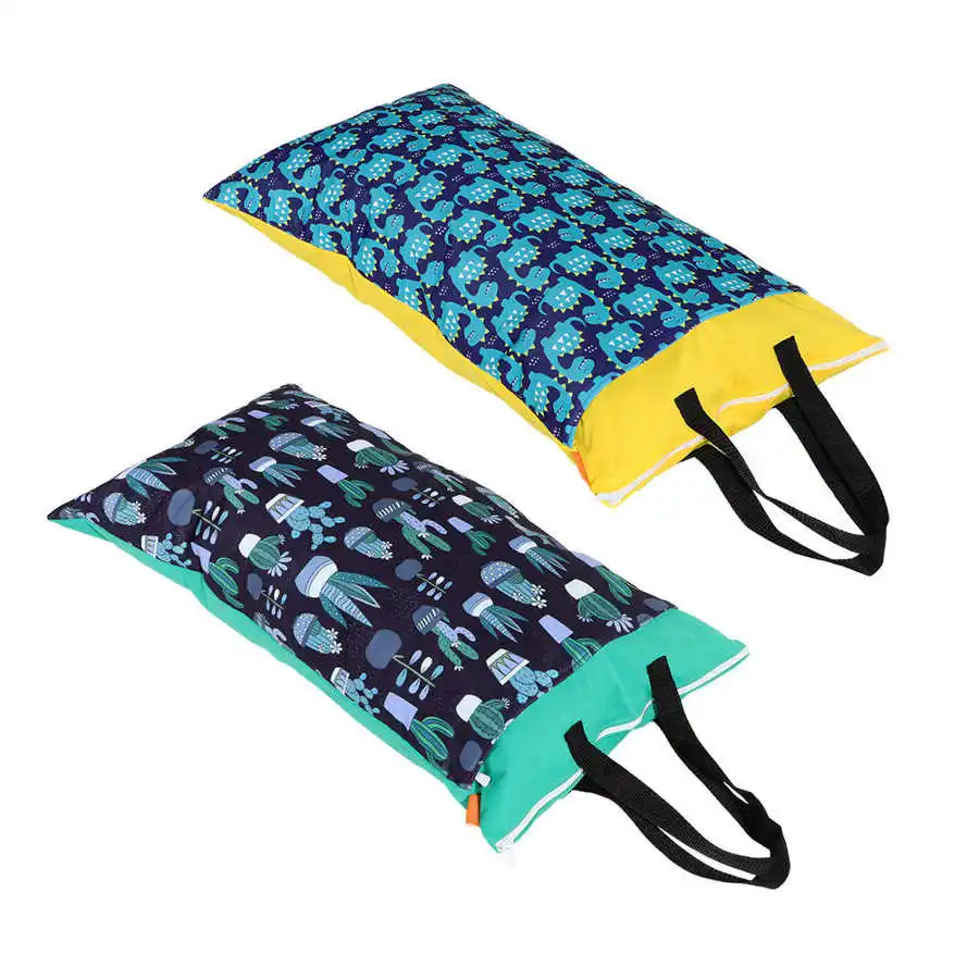 Wet Dry Bag With Two Zippered Baby Diaper Print Reusable Nappy Waterproof Washable 40 x 70cm | Мать и ребенок