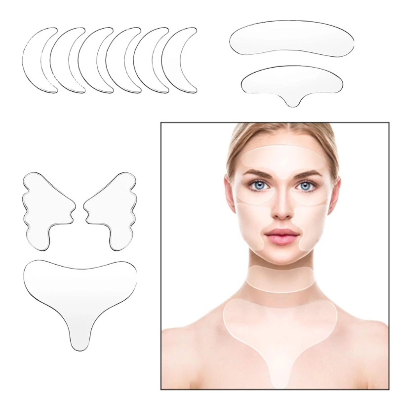 

11PCS Reusable Silicone Anti-wrinkle Face Forehead Sticker Cheek Chin Sticker