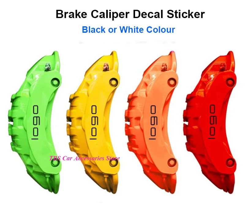 4pcs Black White Brake Caliper Decal Sticker Emblem Logo High Temp Resistance Top Quality for Ferrari Lamborghini Maserati Tesla - купить по