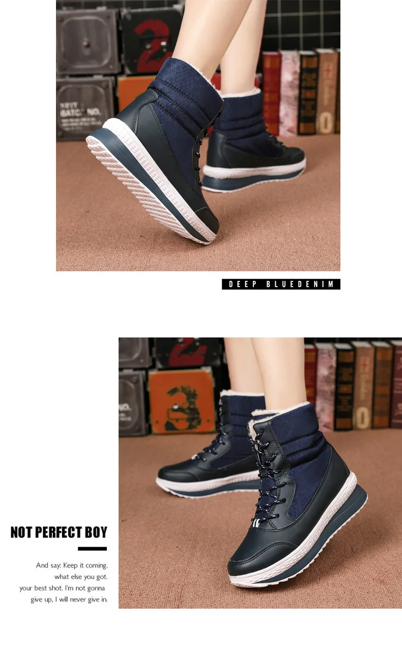 SARAIRIS Winter Waterproof Snow Boots Woman Add Fur Warm Ladies Shoes Woman Fashion Thick Heels Lace Up Boots Female Size 35-42
