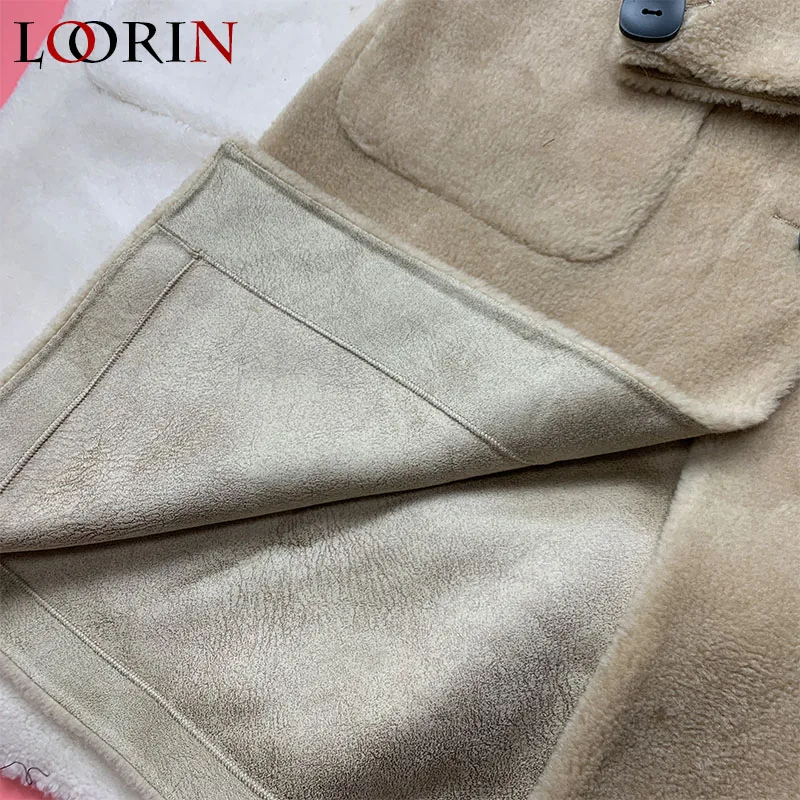 

LORIN Women WOOL Coat Female Turn Down Collar Winter Warm Fur fashion Lady longer Coat Casual Jacket