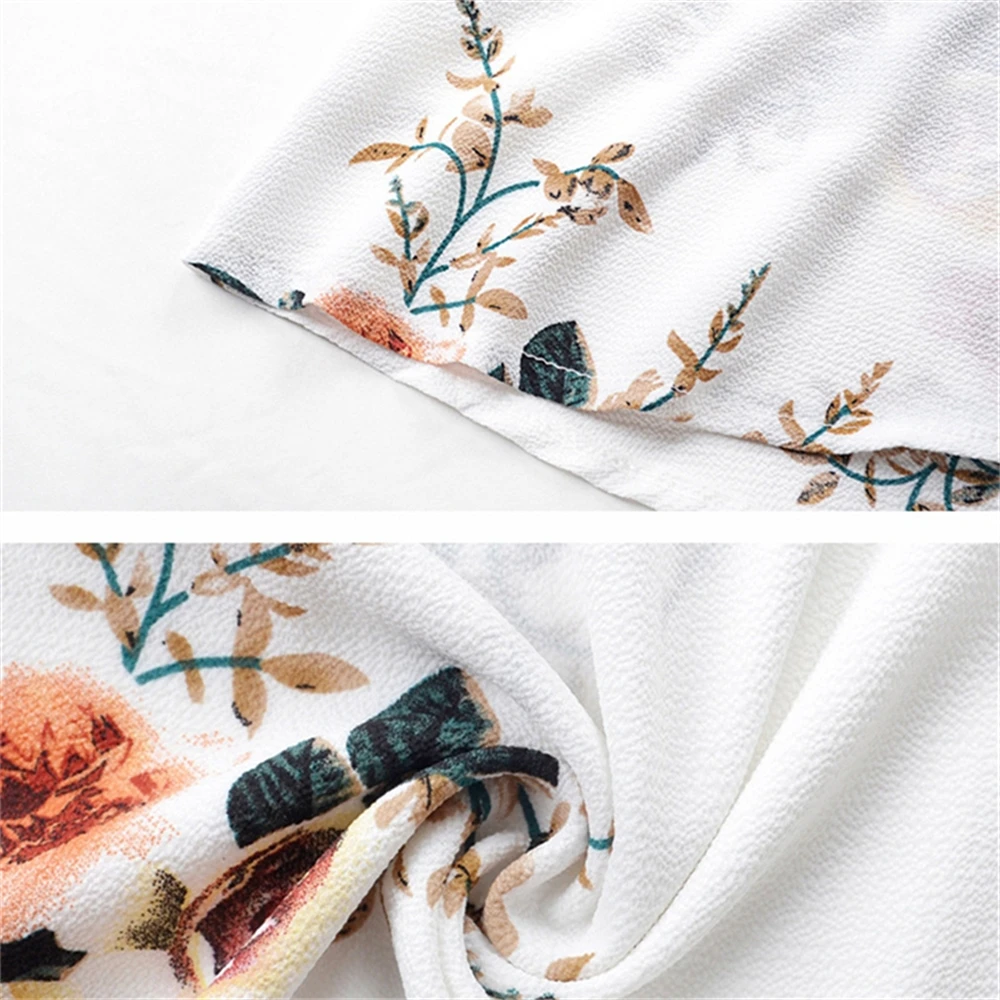 

GNIM V Neck Chiffon Beach Dress Women Summer Long Pareo Print Swimwear Dress Sexy Bikini Cover Up Bathing Suit Beach Wear 2020