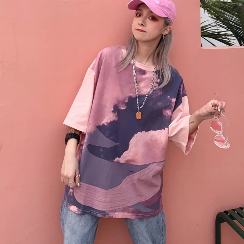 Женская свободная футболка с принтом Повседневная Уличная одежда больших