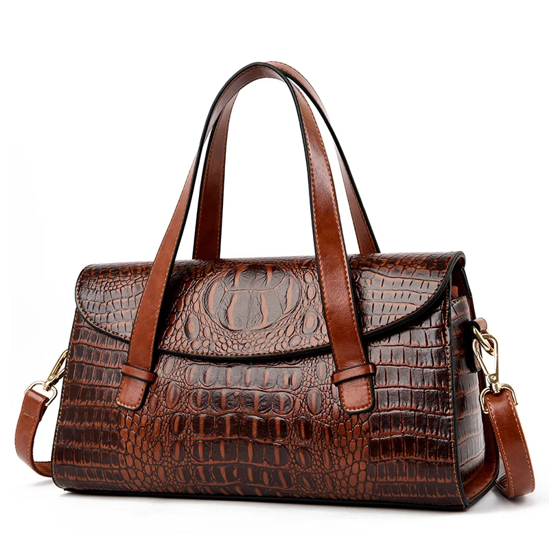 crocodile luxury leather handbags women bags designer 2021 vintage alligator satchel tote purse lady shoulder hand bag for women free global shipping
