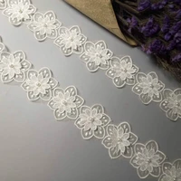 1 yard ivory pearl flower soluble organza lace trim knitting wedding embroidered diy handmade patchwork ribbon sewing craft