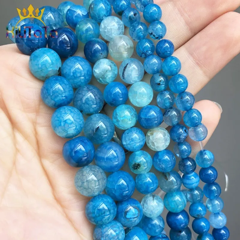 Бусины Из Натурального синего огненного Агаты вены дракона круглые бусины