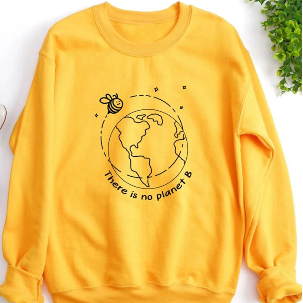 There Is No Planet B Women Sweatshirt Streetwear Hipster Aesthetic Slogan Pullover Kawaii Bees Girl Tumblr Jumpers Dropshipping | Женская