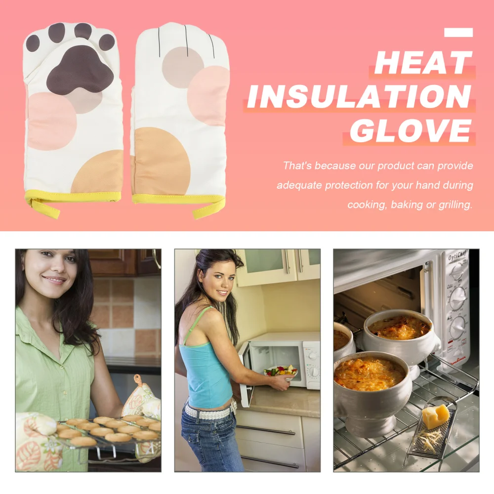 

2Pcs Practical Oven Mitts Kitchen Heat Insulation Kitchen Cooking Mitts