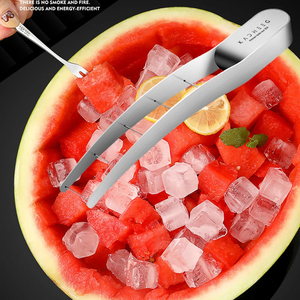 

Watermelon Cubes Cutter Stainless Steel Slicer Hamo Melon Pawpaw Corer Cutting Artifact Kitchen Accessories Kit