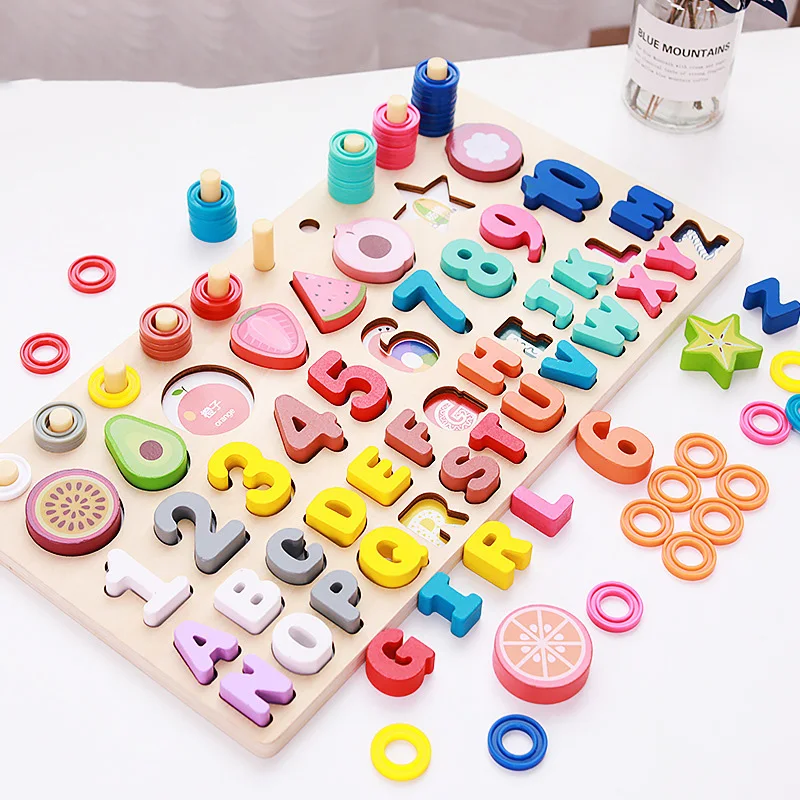 

Деревянная Веселая многофункциональная доска Монтессори, пазл Рыбалка для дошкольников и детей, игрушки-блоки для раннего развития