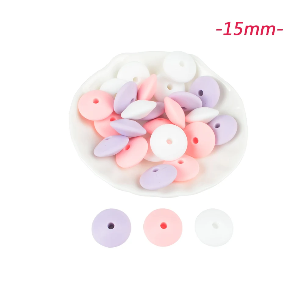 15mm-B LOFCA, 15 мм, силиконовые круглые бусины, чечевица, 30 шт./лот, Прорезыватель для зубов, детский прорезыватель, жевательный, BPA бесплатно, сделай сам, цепочка для соски, пищевой силикон - Цвет: 15mm-B