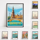 Винтажный постер для путешествий в Испании с принтом Севилья, настенный художественный постер для спальни, домашний декор