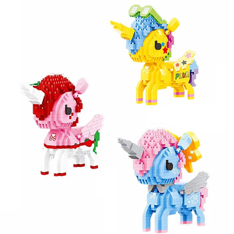 Сказочный Единорог микро алмазный блок Пегас нанокирпичи Радужная лошадь