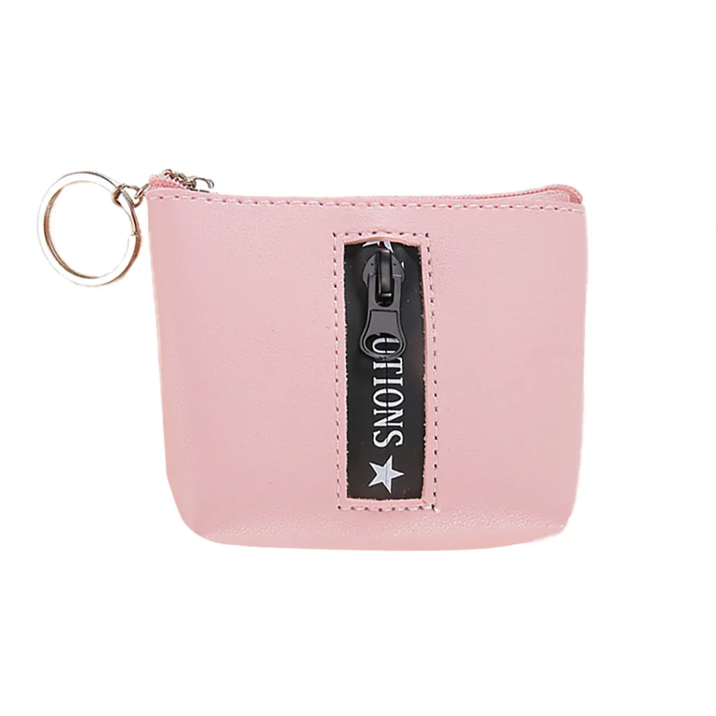 Кожаный кошелек женские маленькие однотонные на молнии короткие Кошельки Мини