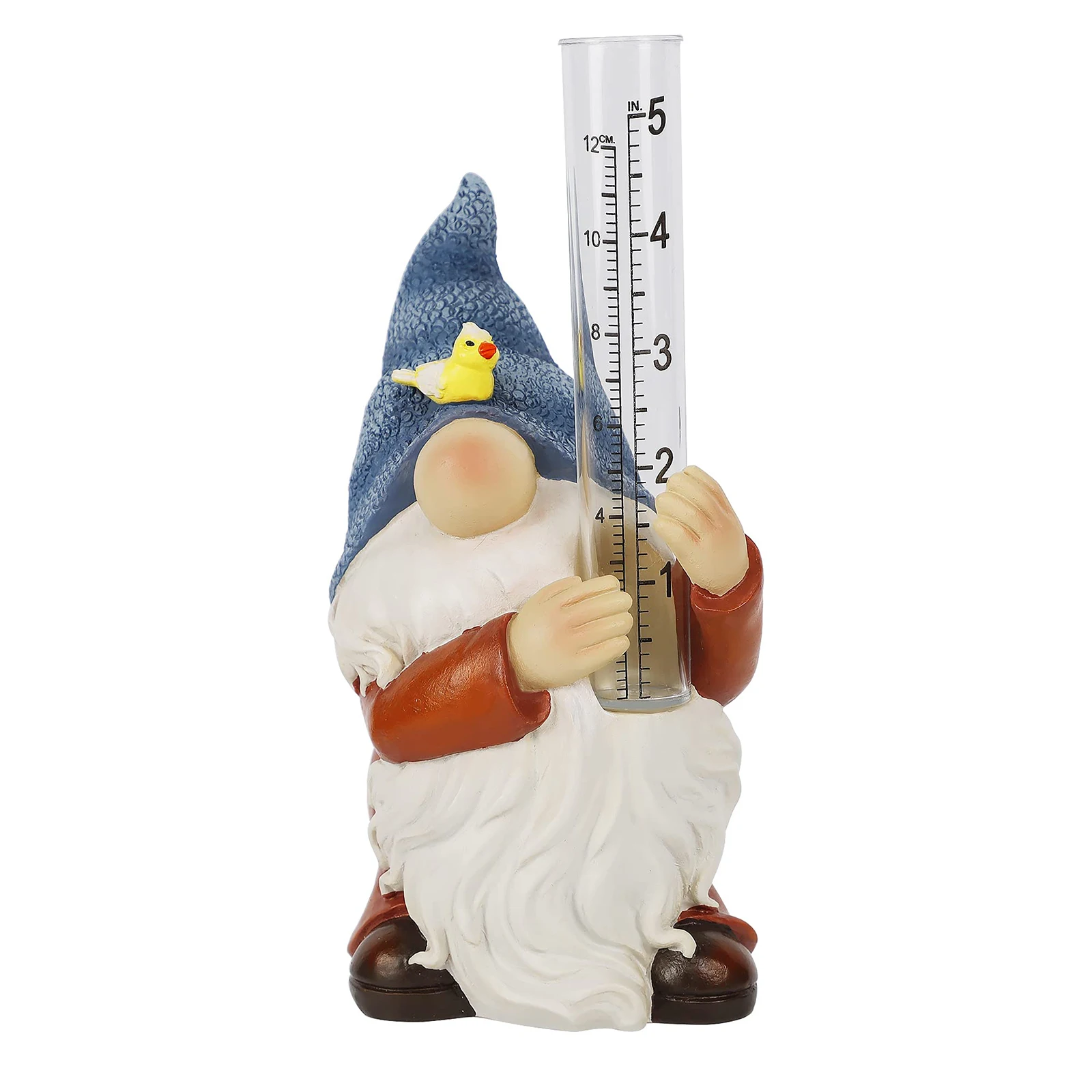 

Dwarf Rain Gauge Garden Statue With Plastic Rain Gauge Hand-Painted Dwarf Sculptures Resin Durable DRSA889