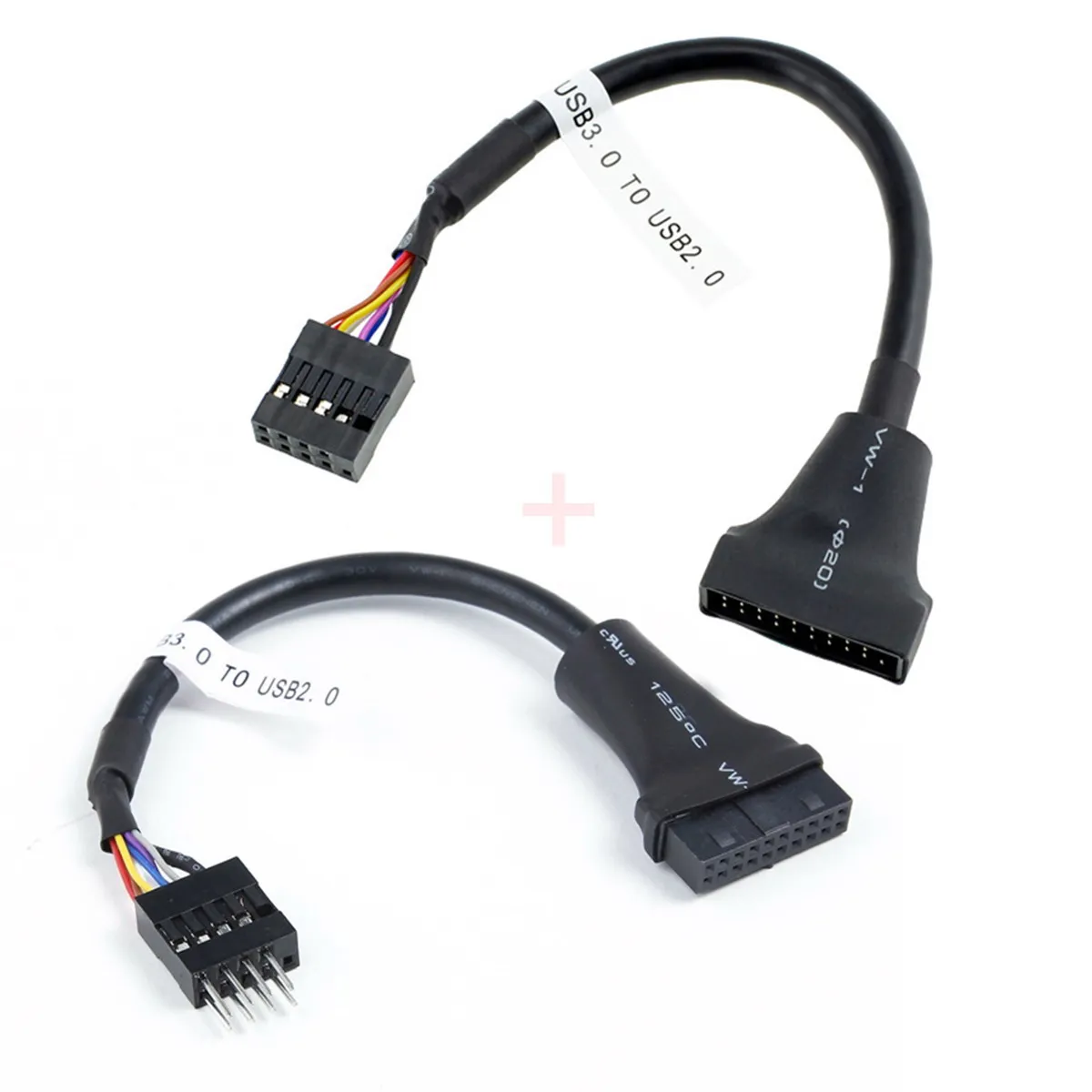 

CY Xiwai 2pcs USB 2.0 9Pin to USB 3.0 20pin Housing Header Female Cable Reversible for Motherboard