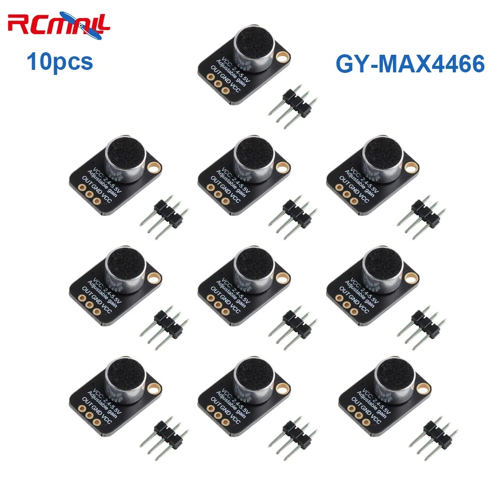 

10Pcs GY-MAX4466 Electret Microphone Amplifier MAX4466 Mic Breakout Board with Adjustable Gain for Arduino