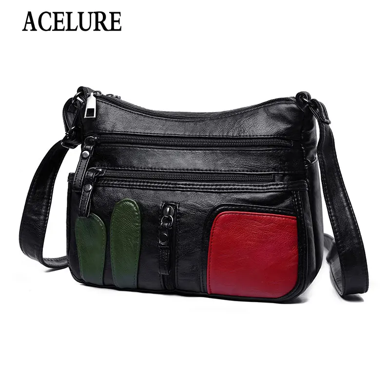 

ACELURE High Capacity PU Leather Shoulder Crossbody Bags Fashion Women Purse Bags Solid Casual Zipper Shopping Bags Purse