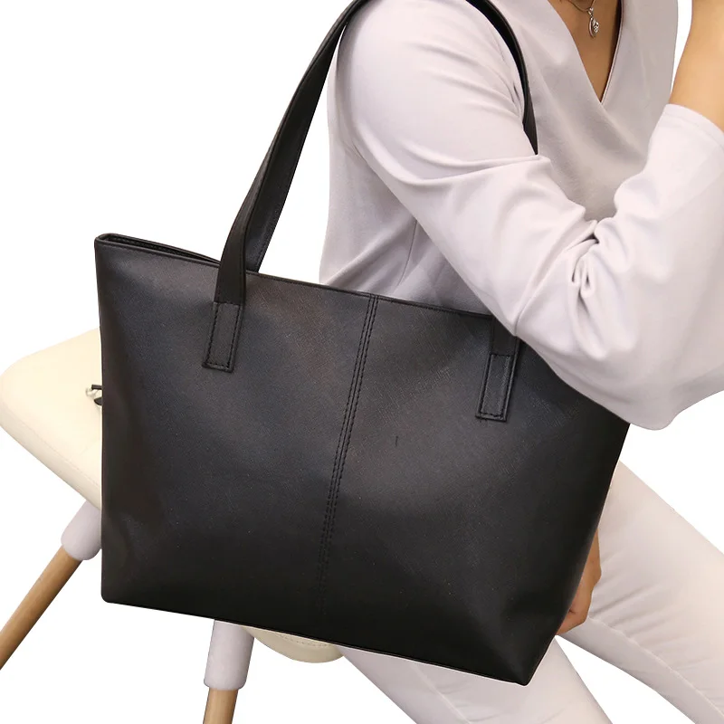 Женская сумка из искусственной кожи однотонная вместительная на плечо 2019 | Багаж