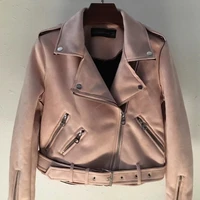 2021 temperament loose jacket women new autumn coat long sleeve solid color slim fit zipper lapel pu suede leather jacket