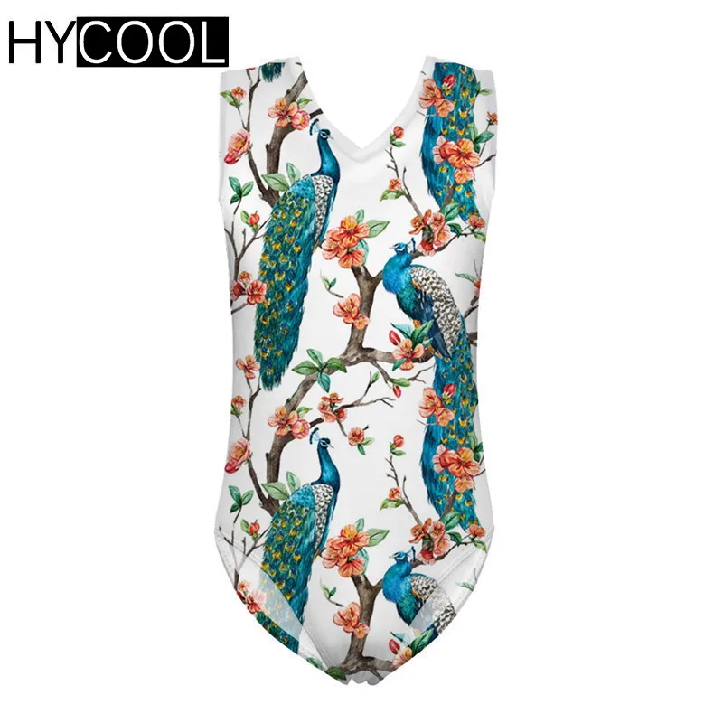 HYCOOL Цельный купальник с красивым павлином на вишневом дереве летний купальный