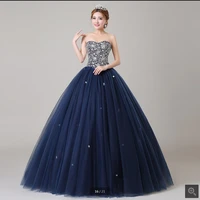 new design ball gown navy blue beaded strapless sweetheart neck puffy gowns best selling prom mother of the bride dresses