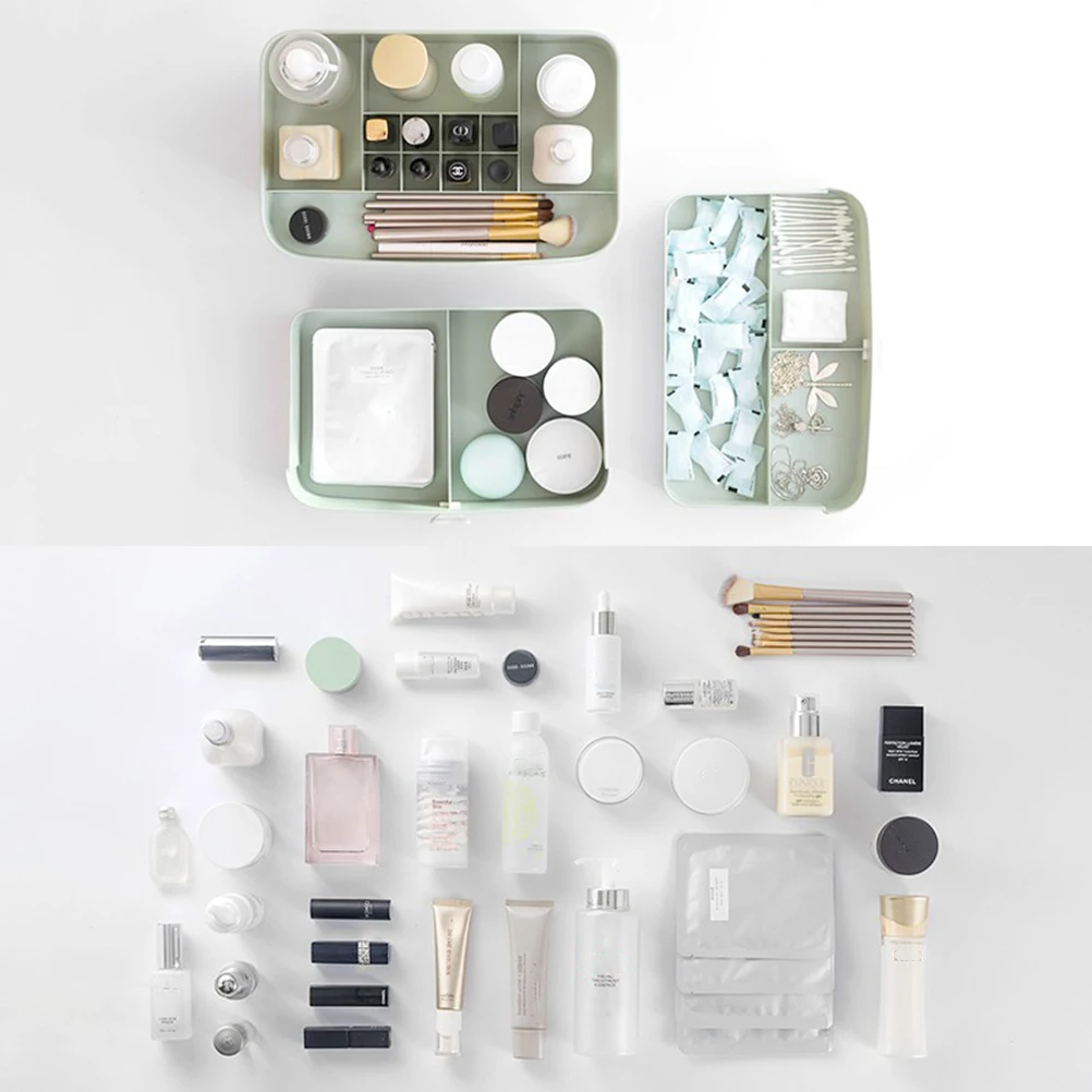 

Two Drawers Lipstick Storage Box Multiple Compartments Cosmetics Holder Desk Organizer for Makeup Brushes Jewelry (White)