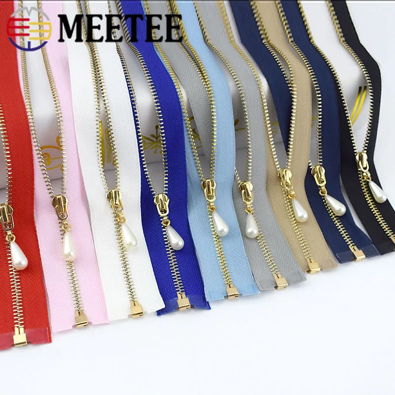 Meetee 2/5 шт. 40-70 см 3# металлическая молния с открытым концом автоматической блокировки Золотая жемчужина слайдер DIY сумки кошелек одежды Декор застежкой-молнией швейная фурнитура