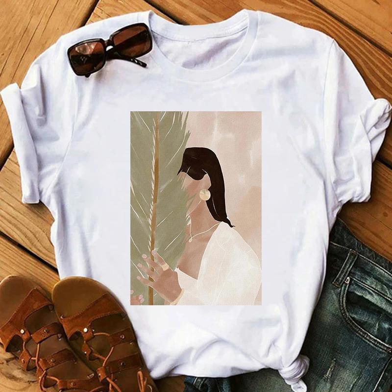 

Character Graphic Printing White T-shirt for Women Harajuku Casual Summer Tshirt 2020 Short Sleeve Top Tee Aesthetic clothes