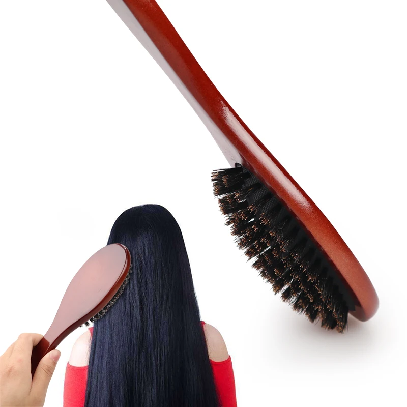 Деревянная Массажная расческа натуральная кабана щетина Антистатические волосы