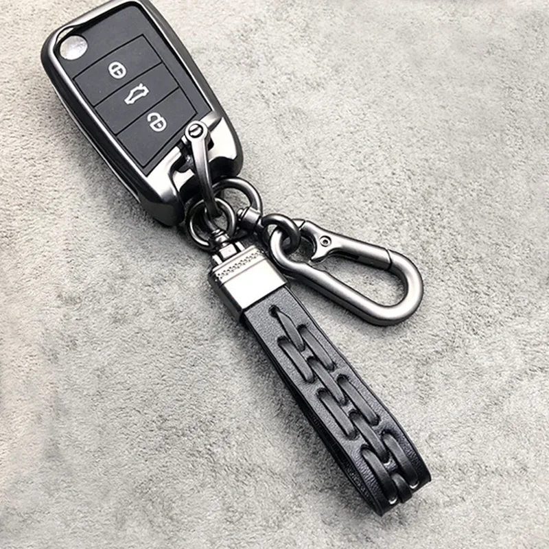 Вертикальный Плетеный мужской брелок из искусственной кожи с подковой |