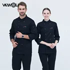 Высокое качество Черный с длинным рукавом мастер повара Рабочая форма ресторан отель барбекю кухня рабочая одежда еда сервис шеф-повара Топы