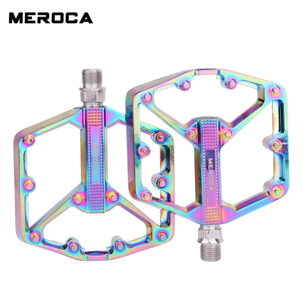 

Bicycle Pedal Wear Resistance Anti Slip Aluminum Alloy Double DU Foot Pedal Hollow Design Bicycle Pedals Black/colorful