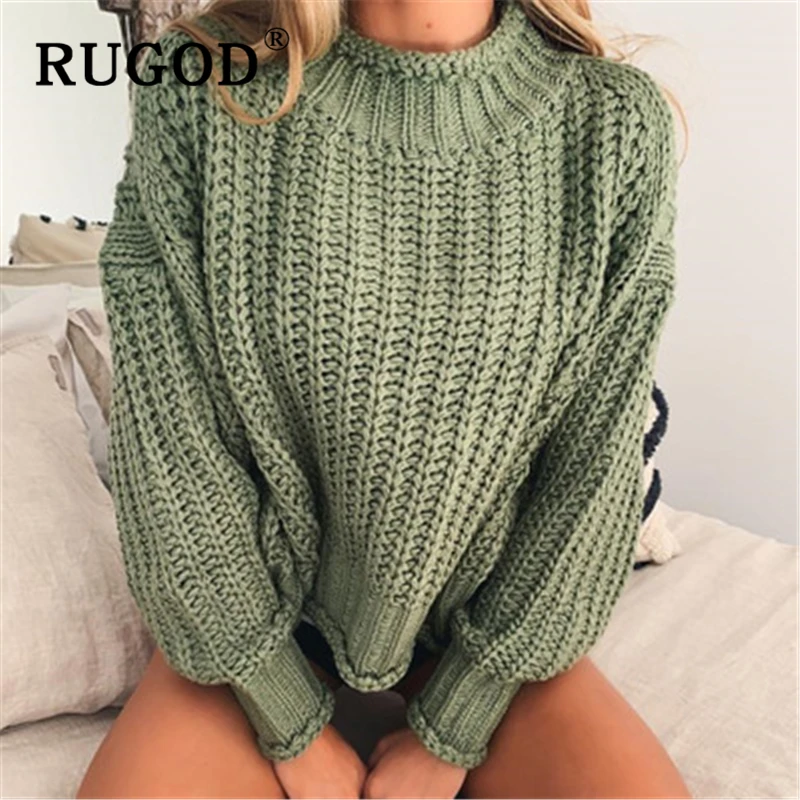 RUGOD элегантный однотонный вязаный женский свитер осень зима Повседневный