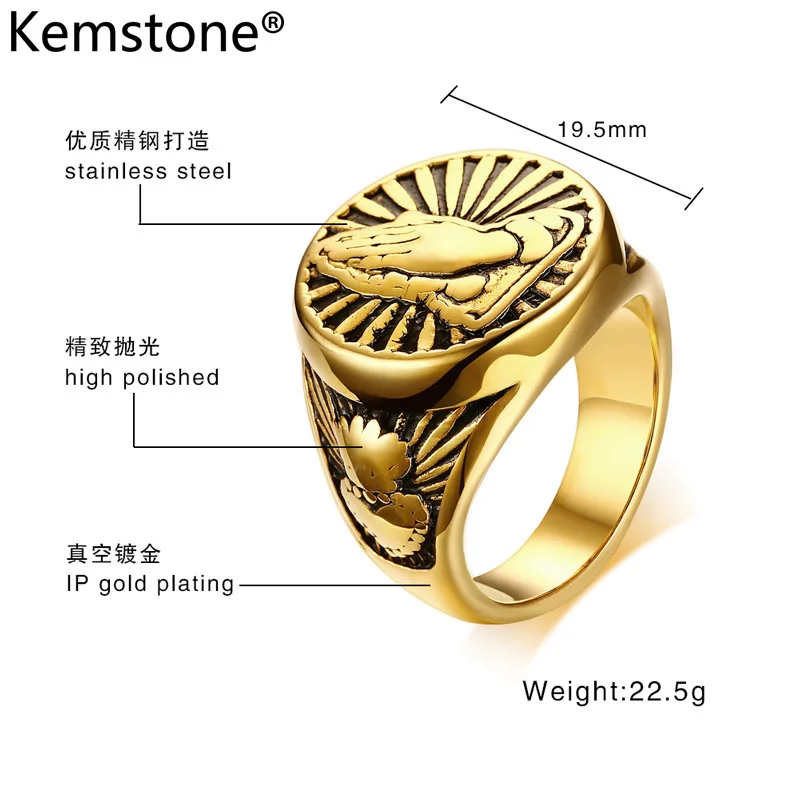 Мужское кольцо из нержавеющей стали золотого цвета | Украшения и аксессуары