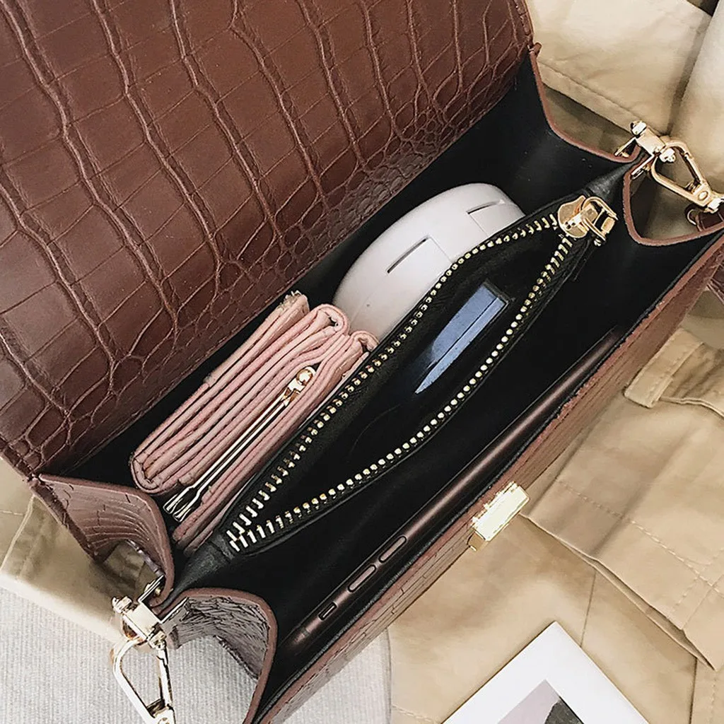 

Women's Designer Luxury Handbag 2019 Fashion High Quality Pu Leather Women Handbags Crocodile Pattern Shoulder Messenger Bag