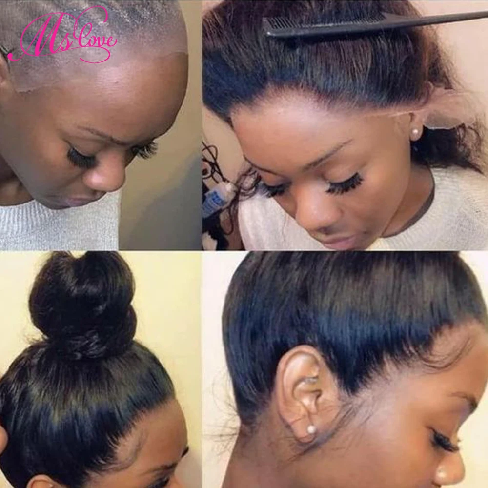 Ms Love 360 парик на шнурке прямые человеческие волосы парики для чернокожих женщин