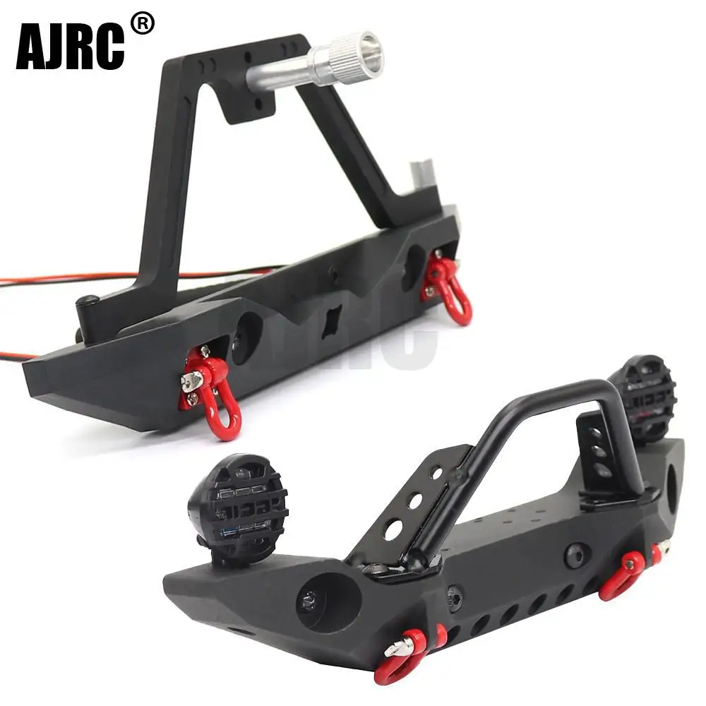 Металлический передний и задний бампер SCX10 со светодиодными лампами для 1/10 RC Crawler