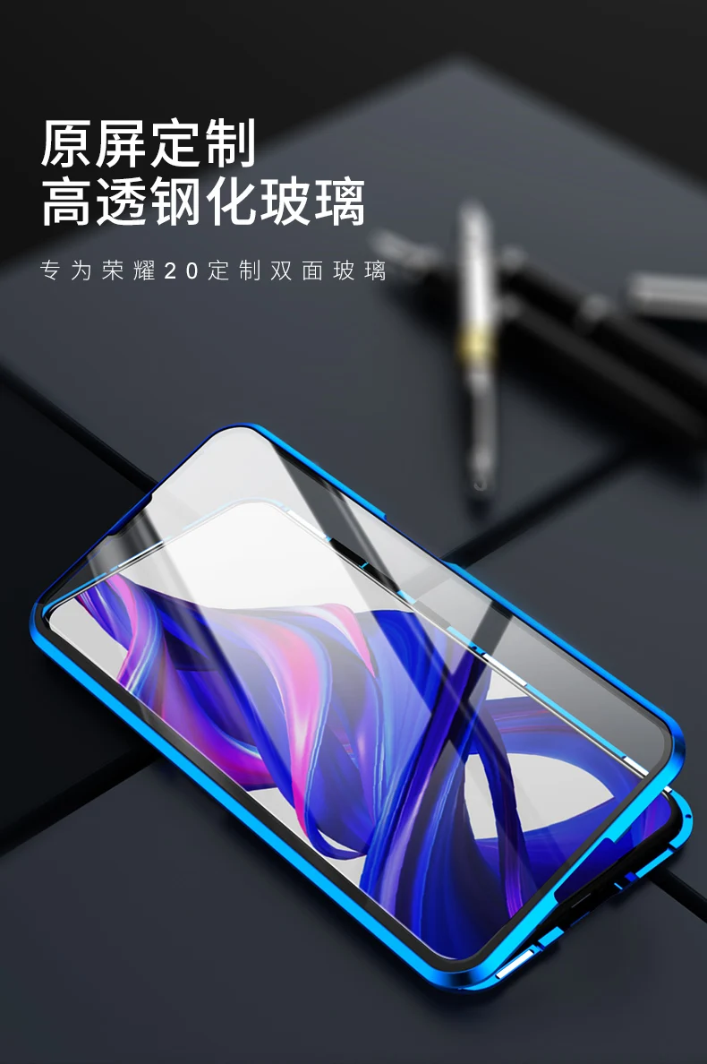 Чехол для huawei Honor 9x, двойной, полный, передний, задний, из закаленного стекла, металлический, магнитный, прозрачный, для Honor 9x20 Pro, чехол, Coque Funda