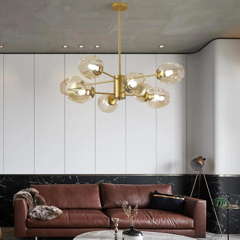 

Modern LED Glass Chandeliers for Living Room Bedroom LOFT Indoor Decoration Chandeliers Ceiling Indoor Lighting Kitchen Fixtures