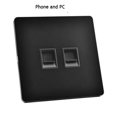 PC AND PHONE 86 мм нержавеющая сталь матовая черная панель настенный тумблер латунь ручка накатки Ретро Винтаж телефон вентилятор Интернет ТВ винт - Цвет: PC AND PHONE