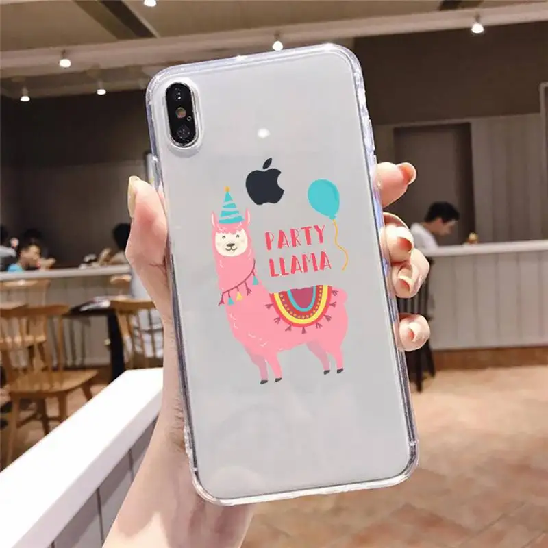 

Alpaca cute cartoon animal Phone Case Transparent for iPhone 6 7 8 11 12 s mini pro X XS XR MAX Plus