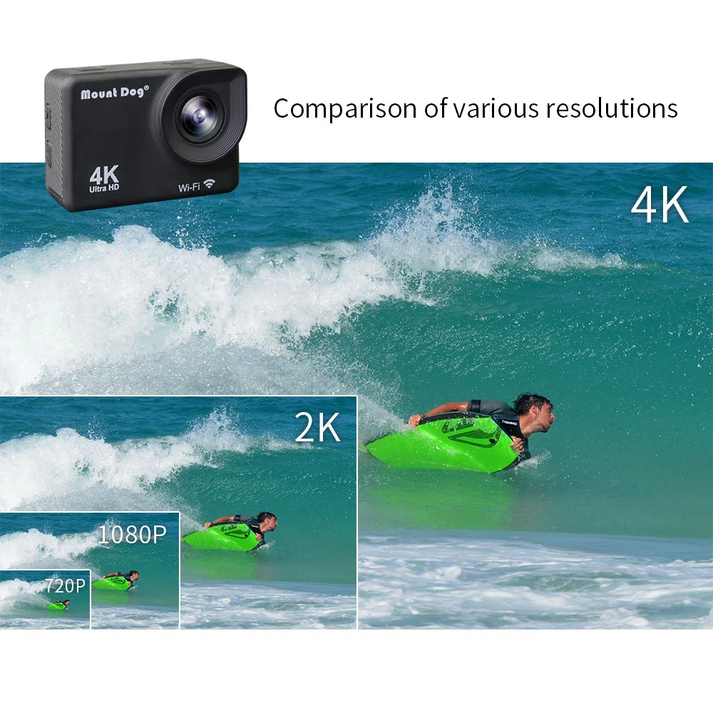 Mount tdog 4K Спортивная Экшн-камера 30fps WiFi 2," экран 170D подводный водонепроницаемый мини-камера для записи видео на шлем s Спортивная камера