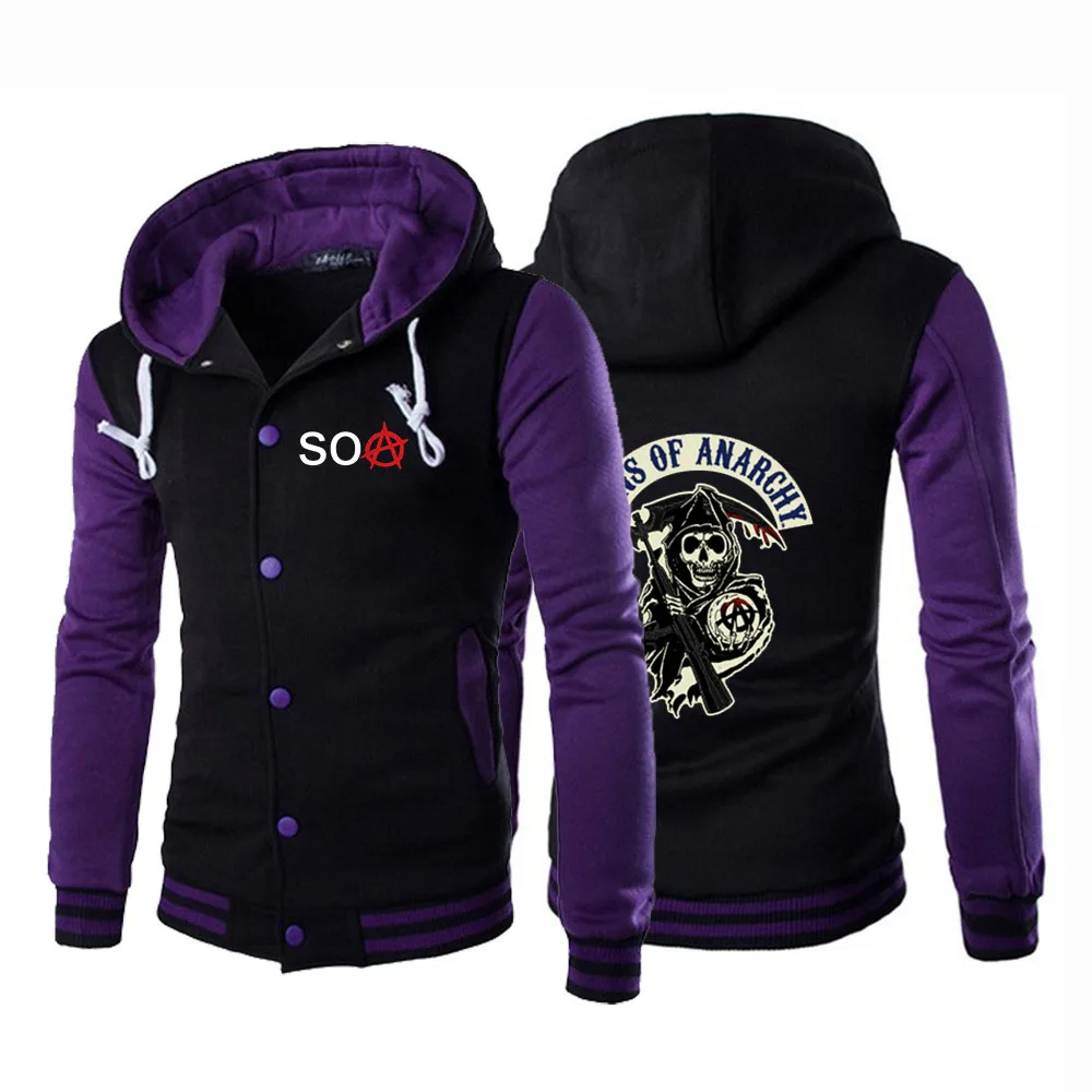 

Sons Of Anarchy Cardigan Custom Baseball Uniform Coat Print Streetwear SOA Comfortable Casual Men's Hip Hop Cotton SAMCRO Jacket
