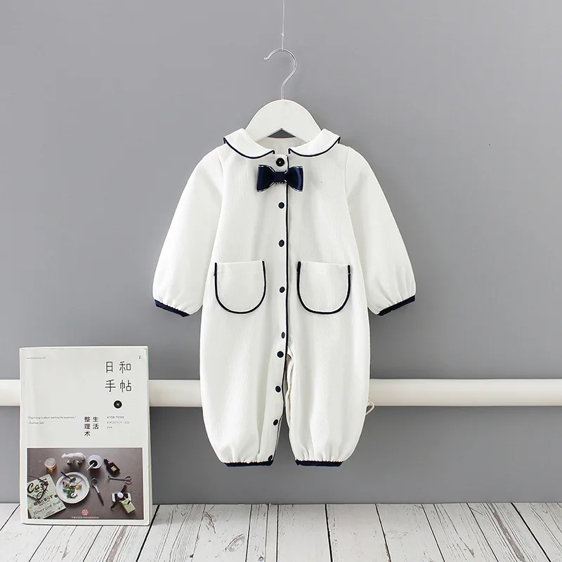 

2020 New Design toddler baby girl rompers spring autumn cute bow tie babys jumpsuits sweet soft cotton newborn girls clothes
