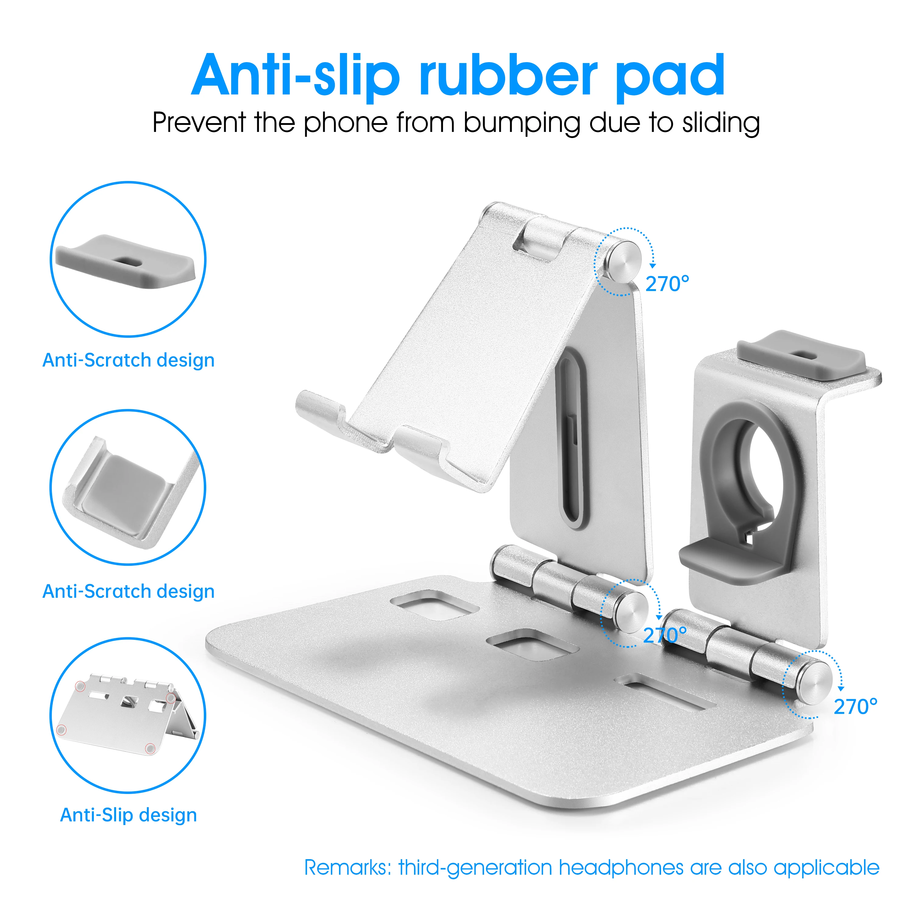 3 in 1 alloy desktop phone charger dock holder for airpods 12 pro apple iwatch stand for all iphone ipad android phone tablet free global shipping