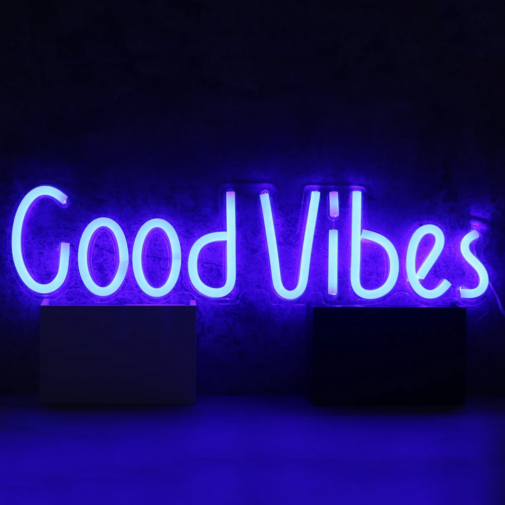 Светодиодная неоновая вывеска good vibes Настенный декор светильник украшение для